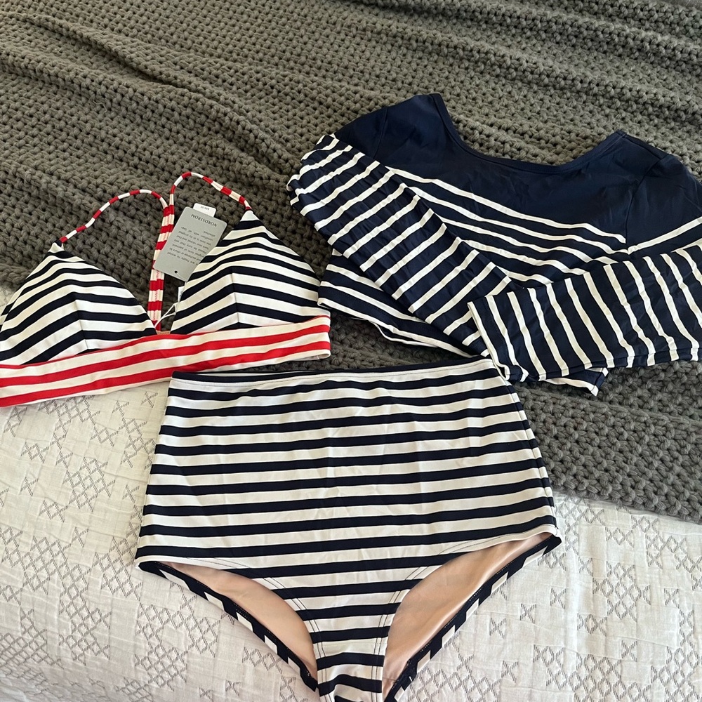 J. Crew Striped Bikini Set - Red, White, and Blue